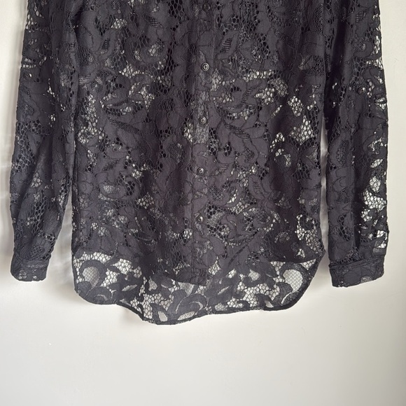 Diane Von Furstenberg Lorelei Two Bloom Black Jacquard Lace Button down 6 - Picture 6 of 10